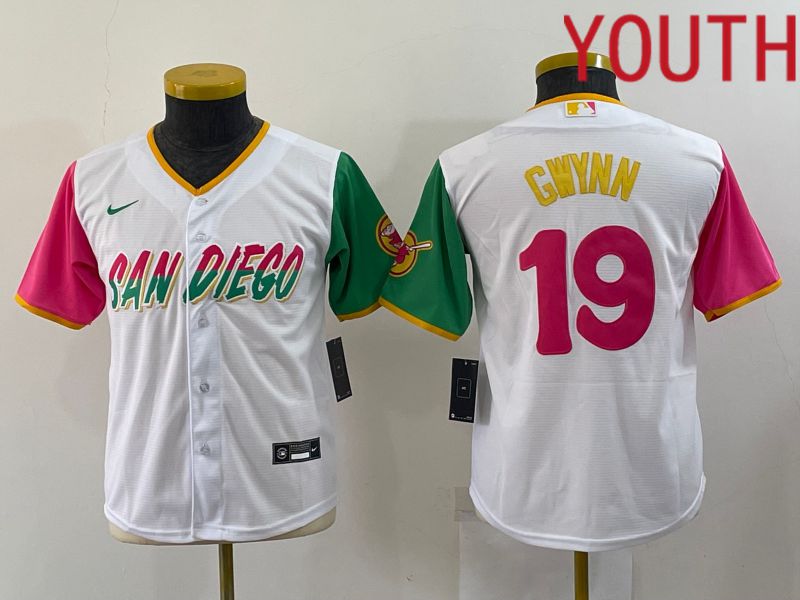 Youth San Diego Padres #19 Gwynn White City Edition Nike 2022 MLB Jerseys->women mlb jersey->Women Jersey